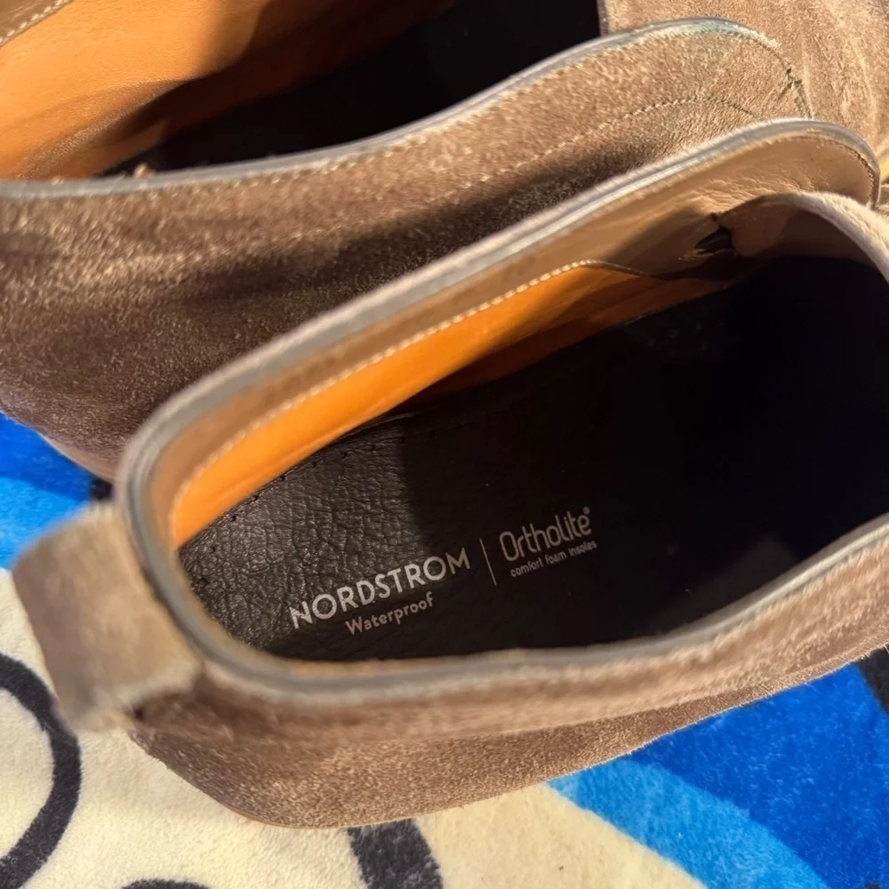 Santoni Brown Suede Chukka Slip-On Boots with Tan Soles